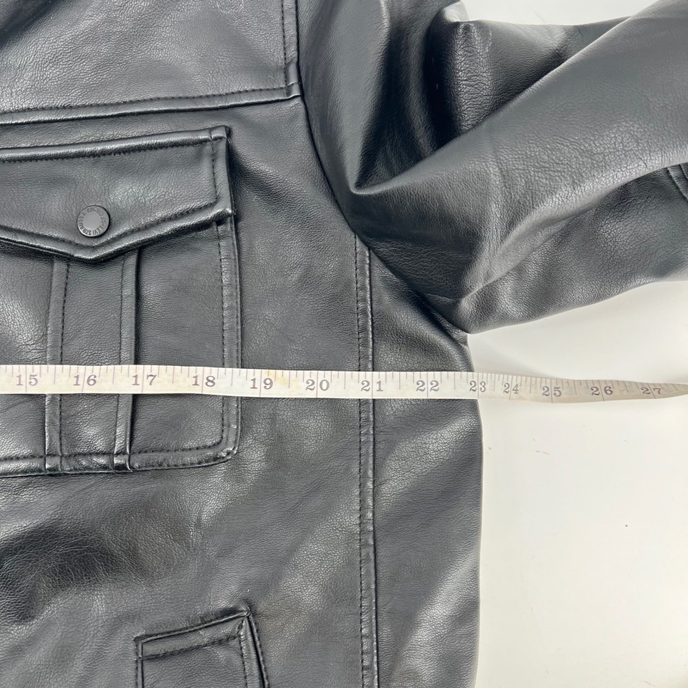 Levis Mens Faux Leather Field Jacket Black Quilted Lining Medium‎ RN 54163 - Picture 8 of 13
